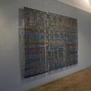 “Seelenspiegel" 180 x 200 Kupfer/Seiden - Gewebe, Schrift ausgebrannt