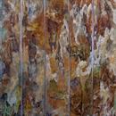 "Attraversato del tempo" 400 x 280 - Kupfer/B'Wolle-Gewebe gefärbt gemalt ausgebrannt