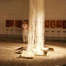 "Cascade" 160 x 400 Kupfer versilbert, gehäkelt (mit Spiegelbild)